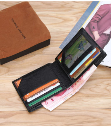 smart leather Anti-Lost + Anti-Theft Wallet - اسود