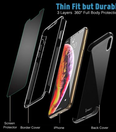 Ipaky new facelift Transparent Case + tempered glass iPhone x/xs