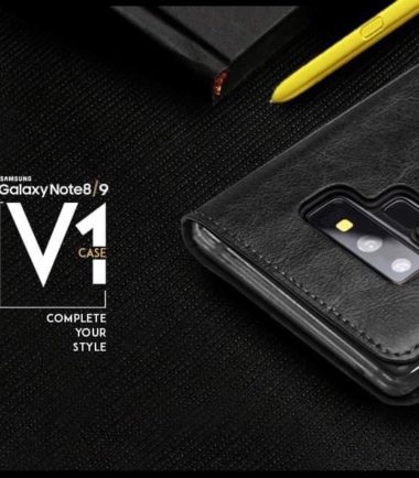 V1 Flip Cover Leather For Galaxy Note 8 - اسود