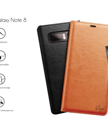 V1 Flip Cover Leather For Galaxy Note 8 - اسود