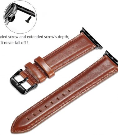 Apple Watch Band Leather for Watch Band 44mm ,42mm,40mm,38mm - Brown, 38
