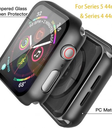 Apple Watch series 1,2,3,4,5 Size 42 MM 44 MM حماية ٣٦٠ درجة جراب للساعة ومعاها اسكرين زجاج
