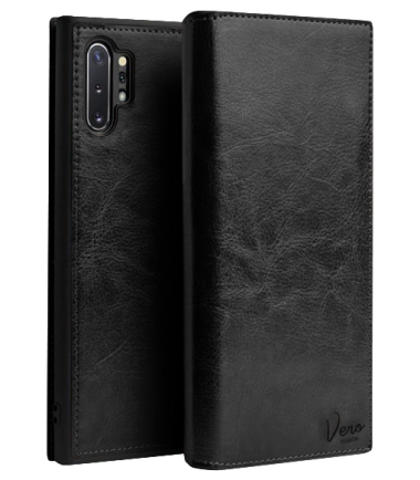 V1 FLIP COVER LEATHER FOR GALAXY NOTE 10 / NOTE 10 PLUS - Note 10 +, Black