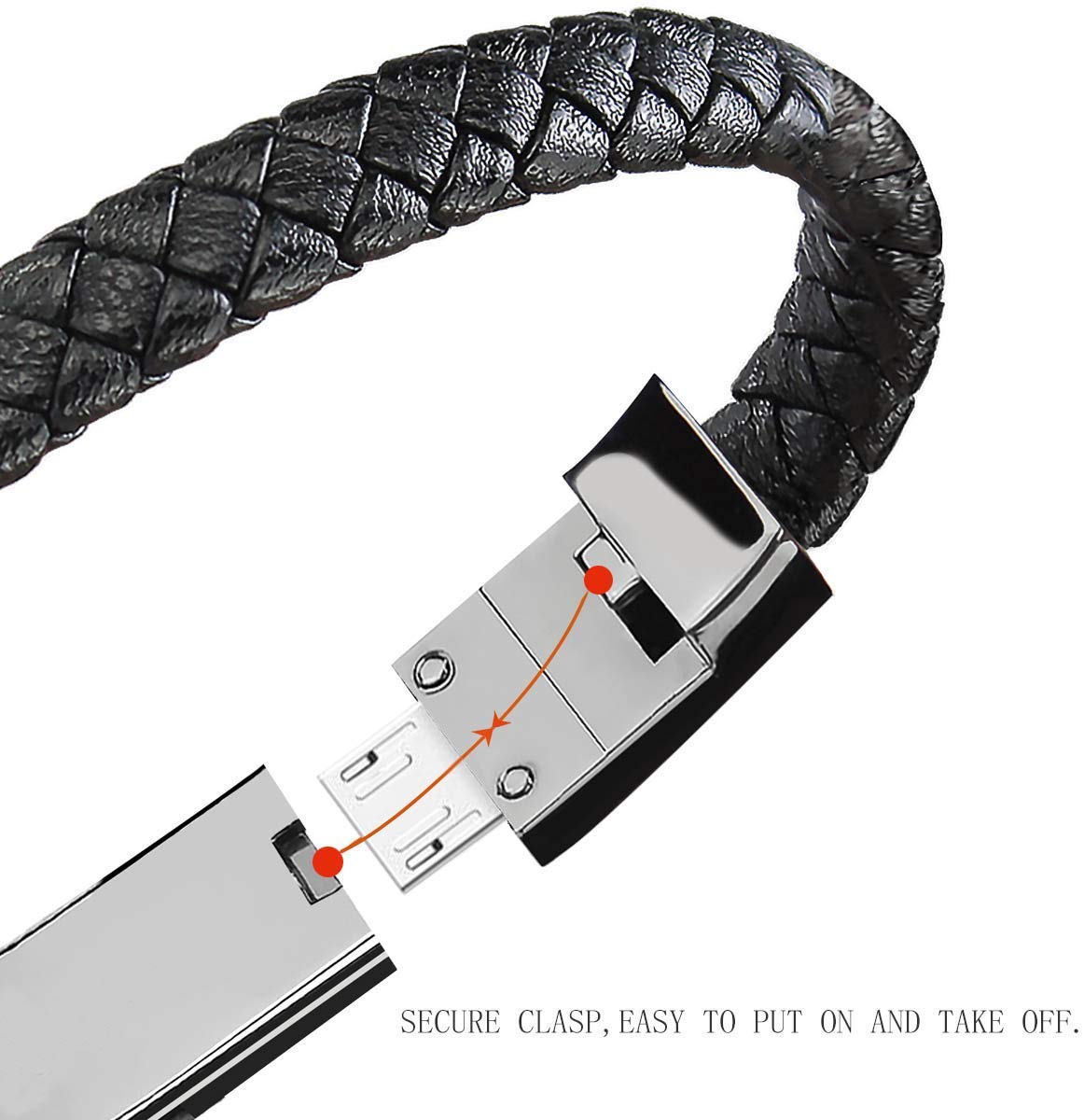 Cable bracelet | Leather | Black