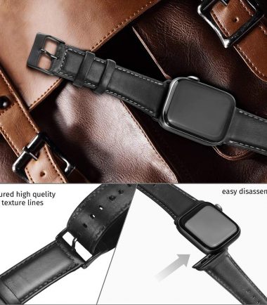 Apple Watch Band Leather for Watch Band 44mm ,42mm,40mm,38mm - Black, 40