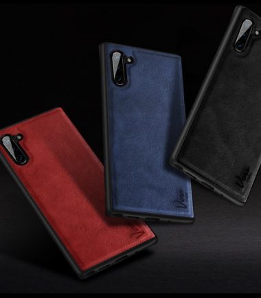 VSLIM Back Cover Leather Case For Note 10 / Note 10 Plus - Note 10 +, اسود