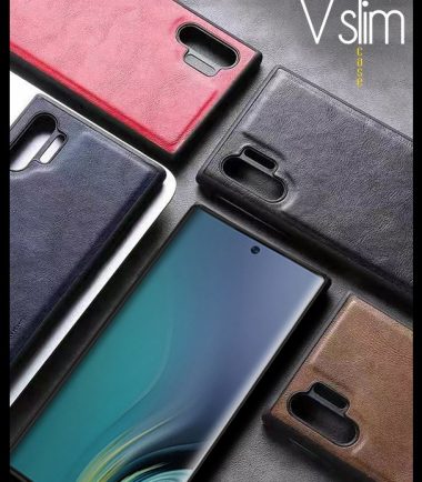VSLIM Back Cover Leather Case For Note 10 / Note 10 Plus - Note 10 +, اسود